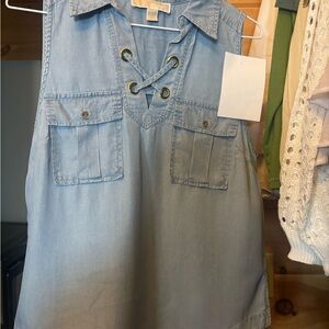 Michael Kors Light Blue Lace-Up Sleeveless Top